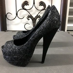 ZigiNY Black glitter heels